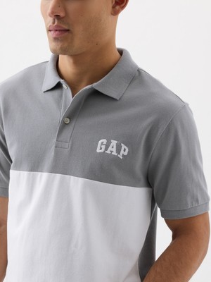 Gap Erkek Gri Gap Logo Colorblock Pique Polo Yaka T-Shirt