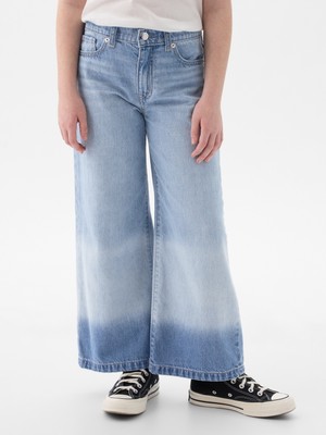 Gap Kız Çocuk Açık Mavi High Rise Stride Wide-Leg Ankle Jean Pantolon