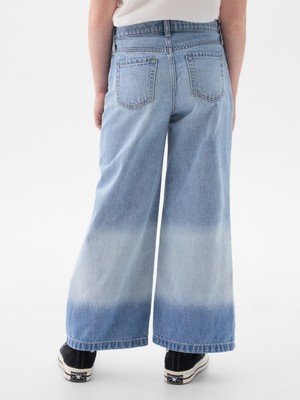 Gap Kız Çocuk Açık Mavi High Rise Stride Wide-Leg Ankle Jean Pantolon