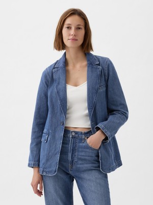 Gap Kadın Mavi Denim Blazer Ceket