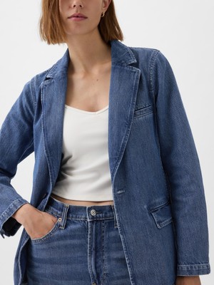 Gap Kadın Mavi Denim Blazer Ceket