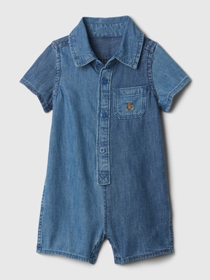 Gap Erkek Bebek Koyu Mavi Brannan Bear Işlemeli Denim Tulum