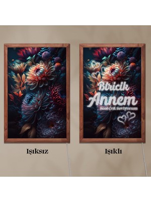 Veraart Işıklı Pleksi Çiçekler Temalı Sürpriz Tablo Dekoratif Ayaklı Biblo Anneler Günü Hediyesi