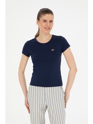 U.S. Polo Assn. Kadın Lacivert Bisiklet Yaka Basic Tişört 50288686-VR033