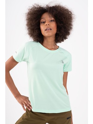 Maraton Active Slimfit Kadın Bisiklet Yaka  Reglan Kol Koşu Açık Yeşil T-Shirt 22285