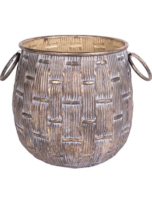 Herdekora Metal Saksı Kulplu 26,5X27 Cm.