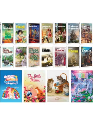 Oz Büyücüsü - Heidi - Peter Pan - Kütük 14'lü Kitap Set - 4'lü Defter