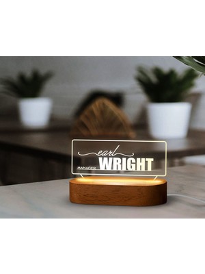Bk Gift Kişiye Özel Isimli LED Işıklı Akrilik Masa Isimliği-5, Ofis Dekoru, Mesleki Hediye, Ofis Hediyeleri