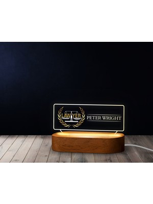 Bk Gift Kişiye Özel Isimli Avukat Temalı LED Işıklı Akrilik Masa Isimliği-1, Ofis Dekoru, Mesleki Hediye, Ofis Hediyeleri