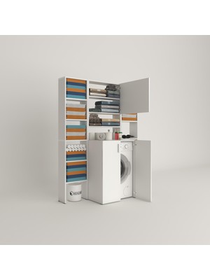 Kenz Life  Çamaşır Makinesi Dolabı Kasparovmaksdublemdf Byz 180*126*55-20 % 100 Mdf Full Mdf Banyo Kapaklı Arkalıksız