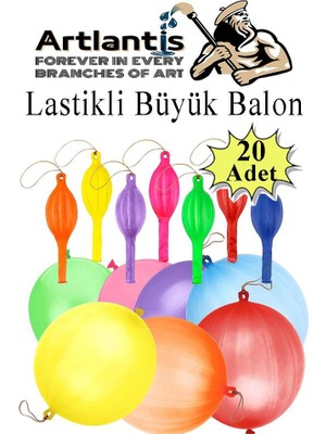 Artlantis Lastikli Balon Zıpzıp 20 Adet Ipli Balon Lateks Büyük Balon Punch Panç Renkli Balon