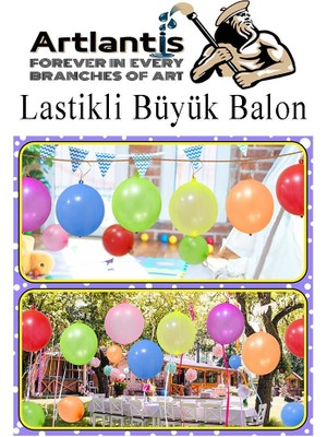 Artlantis Lastikli Balon Zıpzıp 20 Adet Ipli Balon Lateks Büyük Balon Punch Panç Renkli Balon