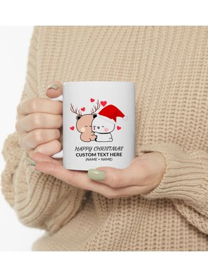 Bexdore Kişiselleştirilmiş Kupa Bubu ve Dudu Noel Sarılma, Güzel Çift Ayı Kahve Kupa,ingilizce Kupa