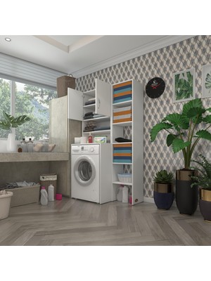 Kenzlife  Çamaşır Makinesi Dolabı Hayzummaks Byz 180*096*55 Banyo Kiler Çift Kapaklı Arkalıklı