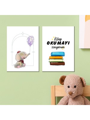 Çocuk Odası 2'li Poster A4 Ebat  Fil Temalı