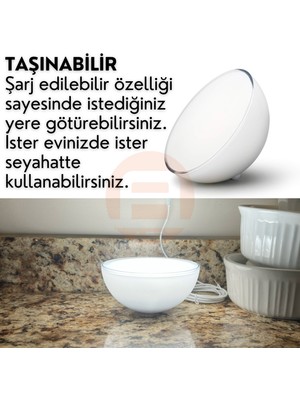 Amber LED Smart Akıllı Küre Lamba Bluetooth Özellikli, Sese ve Müziğe Duyarlı, Şarjlı, Taşınabilir, Rgb 16 Milyon Renk, Beyaz ve Günışığı Renk Seçenekleri, Zaman Ayarlı, Ambiyans Aydınlatma