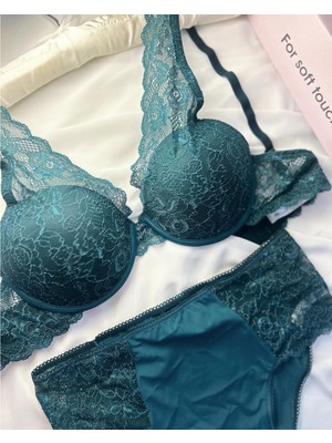 Es Lingerie Mermaid Işlemeli Destekli Yüksek Bel Sütyen Takım