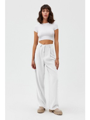 Açelya Okcu Yüksek Bel Wed Leg Palazzo Dokuma Kadın Pantolon