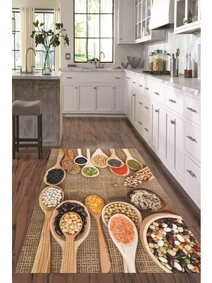 Napoli Home 3D Dijital Baskılı Kaymaz Taban Yıkanabilir Renkli Modern Mutfak Halısı, N-Mutfak-29-Renkli,