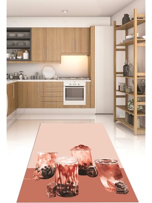 Napoli Home 3D Dijital Baskılı Kaymaz Taban Yıkanabilir Renkli Modern Mutfak Halısı, N-Mutfak-37-Kırmızı,