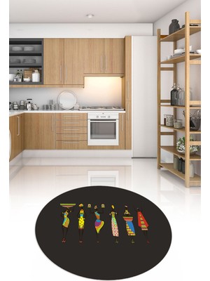Napoli Home Dijital Baskılı Kaymaz Yıkanabilir Renkli Modern Yuvarlak Mutfak Halısı, N-Y-Mutfak-40-Antrasit,