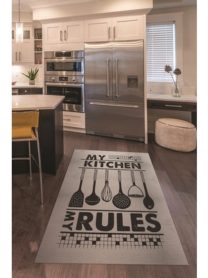 Napoli Home Dijital Baskılı Kaymaz Taban Yıkanabilir Renkli Modern Mutfak Halısı, N-Mutfak-47-Vizon,