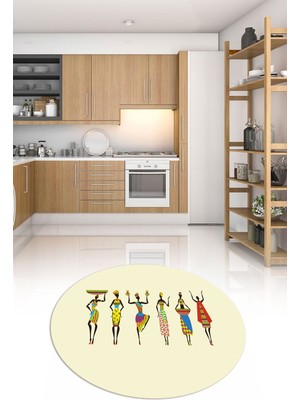 Napoli Home Dijital Baskılı Kaymaz Yıkanabilir Renkli Modern Yuvarlak Mutfak Halısı, N-Y-Mutfak-40-Renkli,