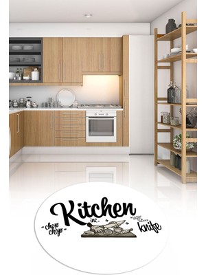 Napoli Home Dijital Baskılı Kaymaz Yıkanabilir Kitchen Yazılı Yuvarlak Mutfak Halısı, N-Y-Mutfak-41-Beyaz,