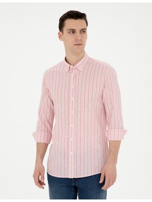 Pierre Cardin Erkek Pembe Slim Fit Uzun Kollu Gömlek 50284400-VR186