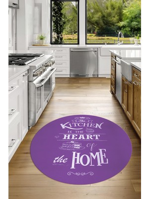 Napoli Home Dijital Baskılı Kaymaz Yıkanabilir Home Yazılı Yuvarlak Mutfak Halısı, N-Y-Mutfak-15-Mor,