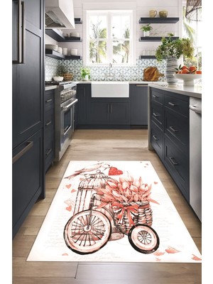 Napoli Home Dijital Baskılı Kaymaz Taban Yıkanabilir Renkli Modern Mutfak Halısı, N-Mutfak-21-Kırmızı,