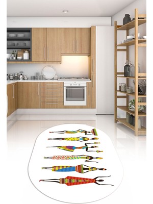 Napoli Home Dijital Baskılı Kaymaz Yıkanabilir Renkli Modern Oval Mutfak Halısı, N-O-Mutfak-40-Beyaz,