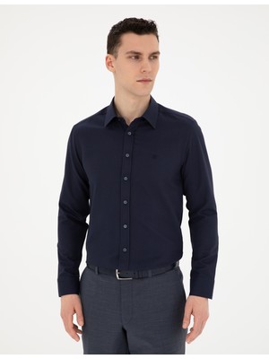 Pierre Cardin Erkek Lacivert Slim Fit Uzun Kollu Gömlek 50289391-VR033