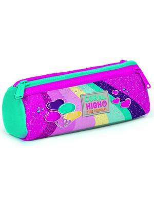 Coral High Pembe Su Yeşili Unicorn Desenli Üç Bölmeli Kalem Çantası 22058