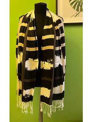 Gönülden Tasarım Şifon Kumaş Desenli Unisex Fular Şal  180X60 cm