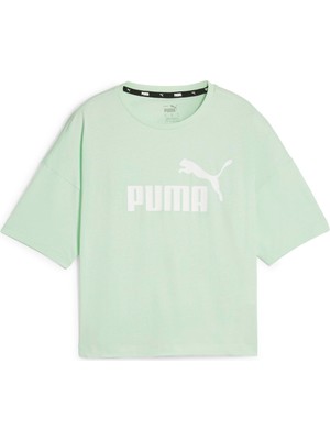 Puma Ess Cropped Logo Tee Yeşil Kadın Kısa Kol T-Shirt