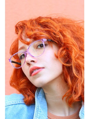 Tekno Trust Şeffaf Ohrid Lila Mavi Işık Filtreli Ekran Gözlüğü Şeffaf 52 Mor Mat Cat Eye UV400