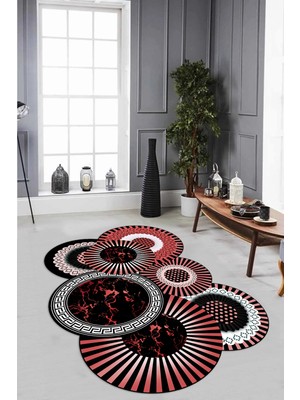 Napoli Home Dijital Baskılı Kaymaz Taban Yıkanabilir Lazer Kesim Yolluk Mutfak Salon Halısı, N-Lazer-25-Kırmızı,