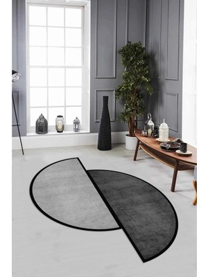 Napoli Home Dijital Baskılı Kaymaz Taban Yıkanabilir Lazer Kesim Yolluk Mutfak Salon Halısı, N-Lazer-26-Gri,
