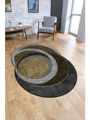 Napoli Home Dijital Baskılı Kaymaz Taban Yıkanabilir Lazer Kesim Yolluk Mutfak Salon Halısı, N-Lazer-05-Kahve,