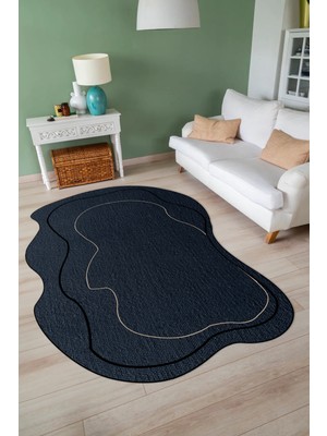 Napoli Home Dijital Baskılı Kaymaz Taban Yıkanabilir Lazer Kesim Yolluk Mutfak Salon Halısı, N-Lazer-11-Antrast,