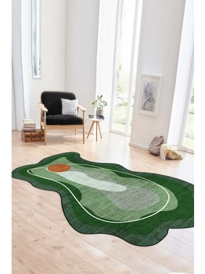 Napoli Home Dijital Baskılı Kaymaz Taban Yıkanabilir Lazer Kesim Yolluk Mutfak Salon Halısı, N-Lazer-21-Yeşil,