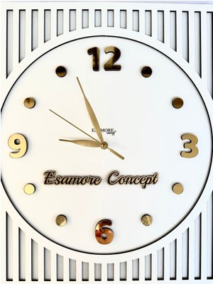 Esamore Concept Kare Gold Rakamlı Kişiselleştirilebilir 50*50 cm Duvar Saati - Ahşap Duvar Saati - Büyük Duvar Saati