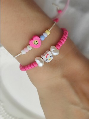 Amabel Jewelerys Hello Kitty ve Kalp Figür 2'li Çocuk Bileklik