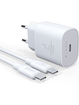 Syrox Samsung Galaxy M34 5g Uyumlu Hızlı Şarj Cihazı Şarj Adaptörü Aleti 25W Type-C Iki Ucu Kablo