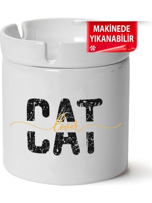Çakılap Sevimli Kedi Baskılı Porselen At-Söndür Küllük (Kl-Hyvn-Kedi)