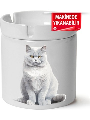 Çakılap Sevimli Kedi Baskılı Porselen At-Söndür Küllük (Kl-Hyvn-Kedi)