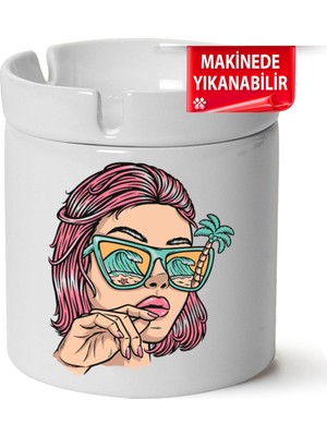 Çakılap Yaz Kadını Baskılı Porselen At-Söndür Küllük (Kl-Krs)
