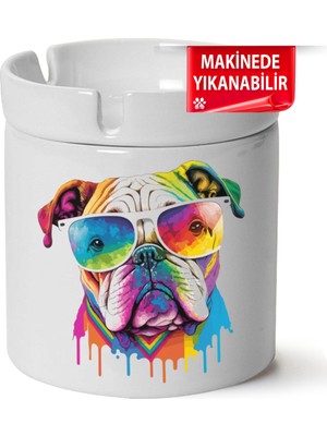 Çakılap Sevimli Köpek  Baskılı Porselen At-Söndür Küllük (Kl-Hyvn-Kpk)