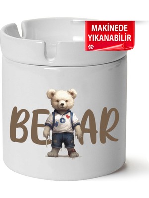 Çakılap Sevimli Ayıcık  Baskılı Porselen At-Söndür Küllük (Kl-Hyvn-Ayı)